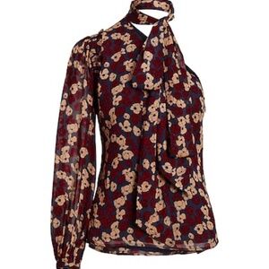 Polo Ralph Lauren Georgette Tie-Neck One-Shoulder Top